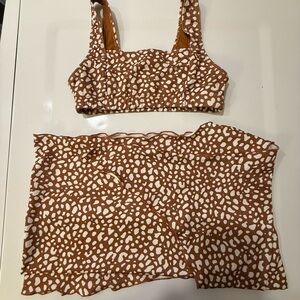 Brown and White Two-Piece Set